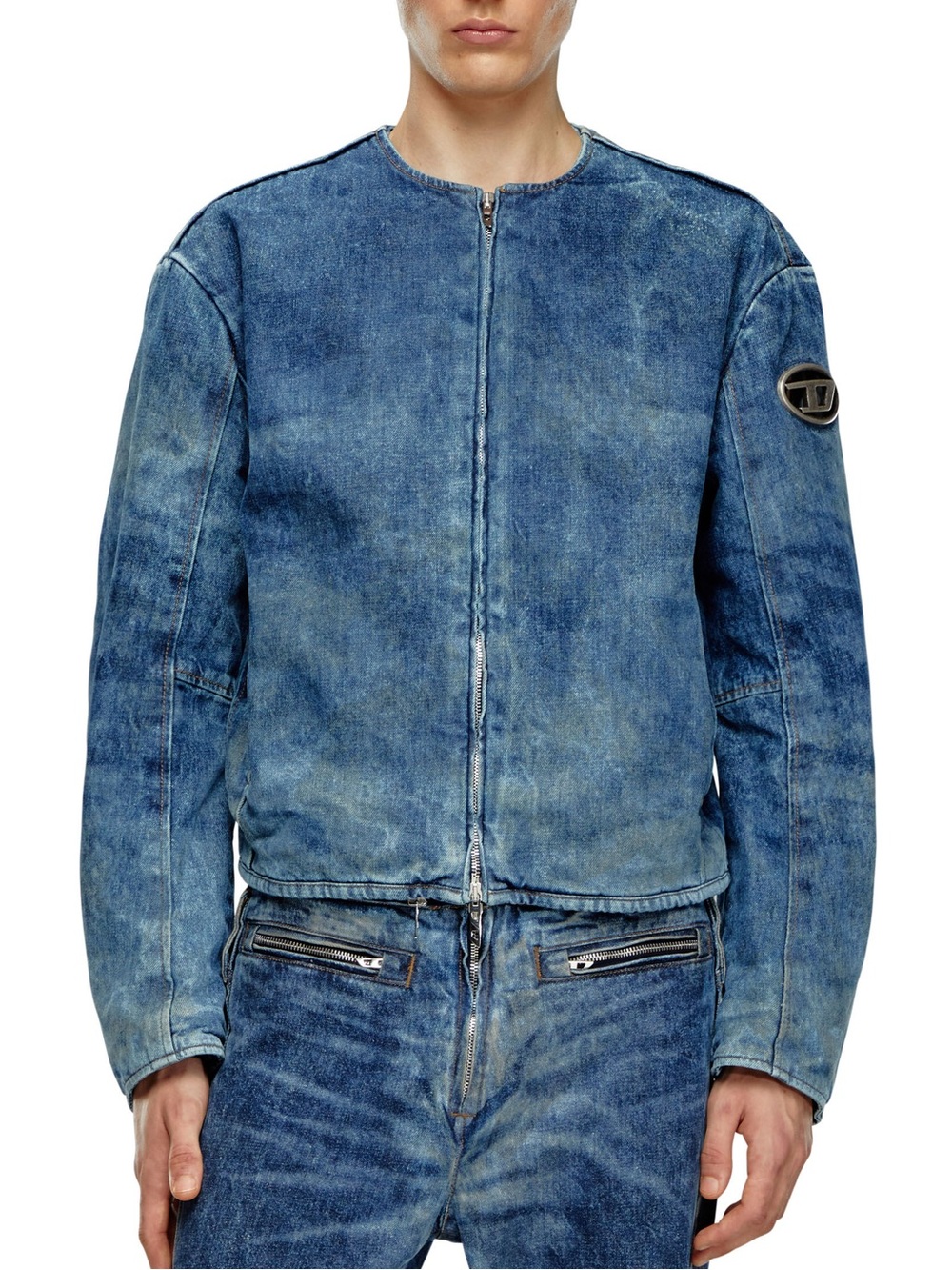 Diesel Runway Denim Jacket with Biker Zip Details